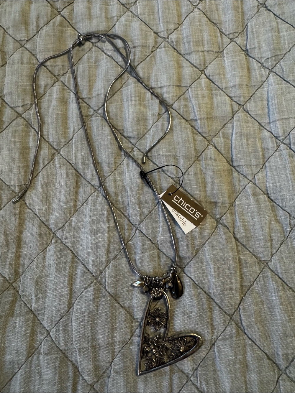Chico's Gunmetal Heart Pendant Necklace